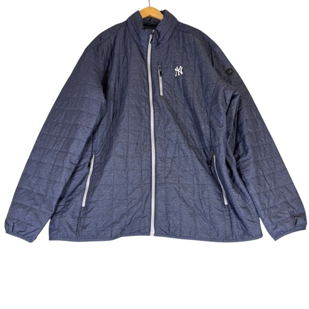 Cutter & Buck New York Yankees Mens Quilted Puffer Jacket Navy Blue 4XLT
